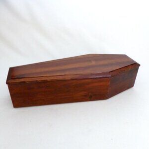 NEW 20.5” SOLID WOOD LIDDED COFFIN STORAGE BOX GOTHIC HALLOWEEN ODDITY DECOR